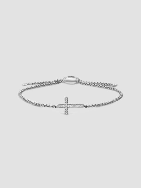 DAVID YURMAN Women's Petite Pavé Cross Chain Bracelet in Sterling Silver with Diamonds, 1.7mm - Diamond