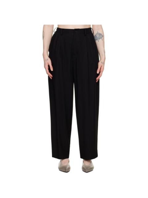 Y's Black Double Tucked Trousers