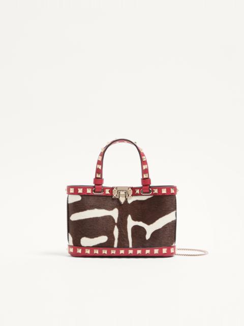 Valentino ROCKSTUD MINI SHOPPING BAG IN PONY-EFFECT CALFSKIN