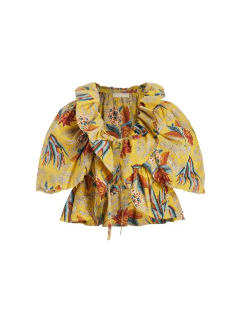 ULLA JOHNSON Elenora Ruffled Cotton Cropped Jacket floral