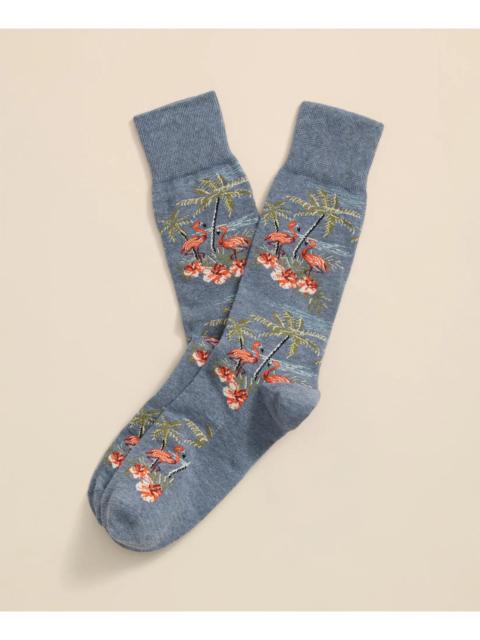 Brooks Brothers Cotton Blend Flamingo Motif Socks