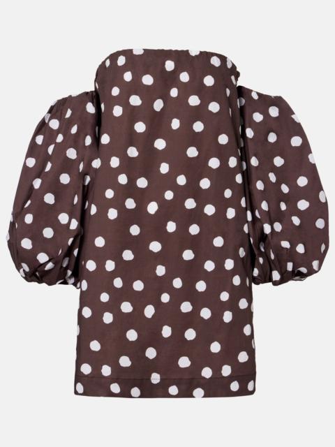 ADRIANA DEGREAS Polka-dot cotton-blend minidress
