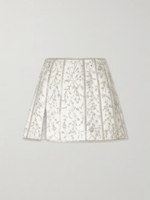 CLIO PEPPIATT Brigitte Crystal-embellished Satin Mini Skirt