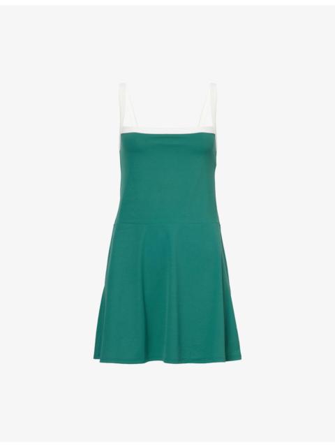 SPLITS59 Monah Rigor Shoulder-Straps Stretch-Woven Mini Dress