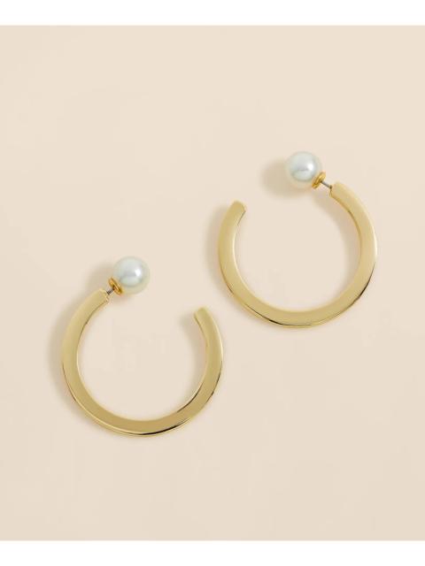 Brooks Brothers Large Hoop Earrings with Faux-Pearl Back Closure