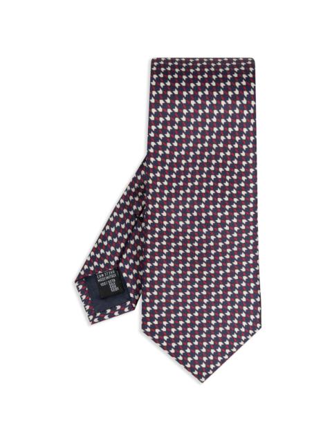 geometric-pattern silk tie