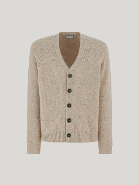 Canali BEIGE WOOL-VISCOSE BLEND CARDIGAN