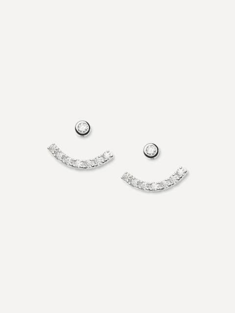 MISSOMA Rhodium-Plated Tennis Ear Jacket Stud Earrings