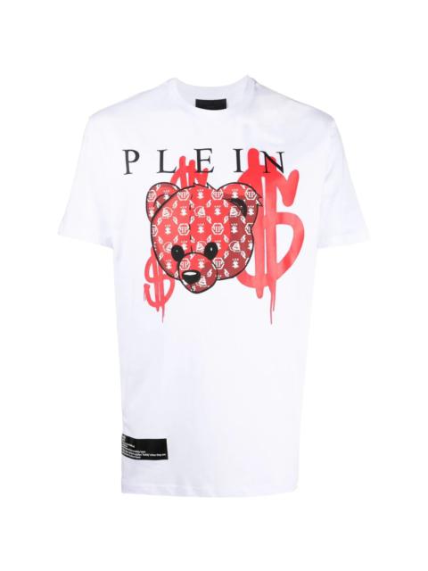 teddy print cotton T-shirt