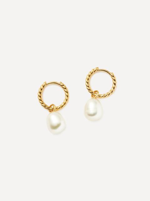 MISSOMA 18ct Gold-Plated Vermeil Silver Pearl Twisted Small Drop Hoop Earrings