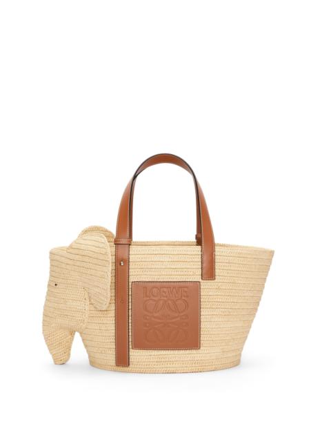 Elephant basket bag in raffia and calfskin