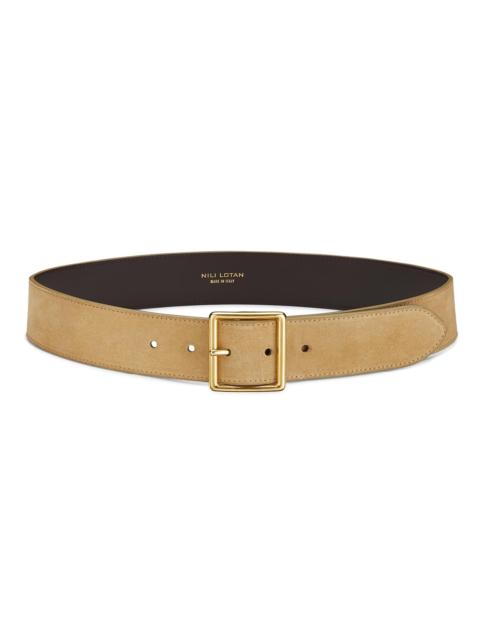 NILI LOTAN Women's Marcela Leather Belt - Khaki Gold