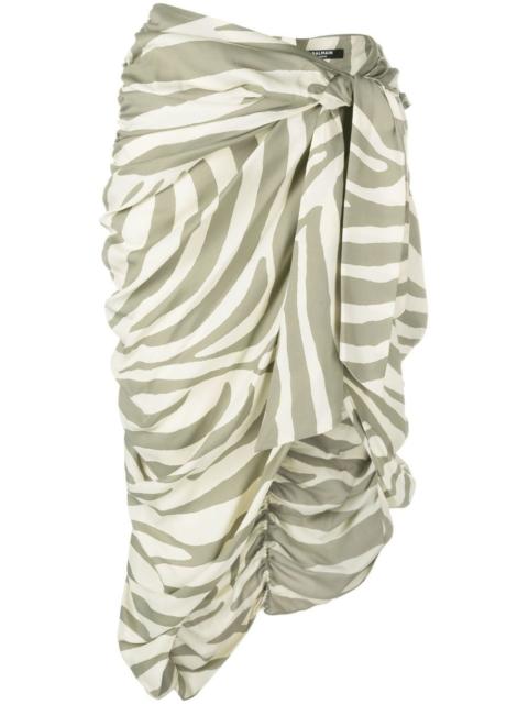 Balmain zebra-print midi skirt