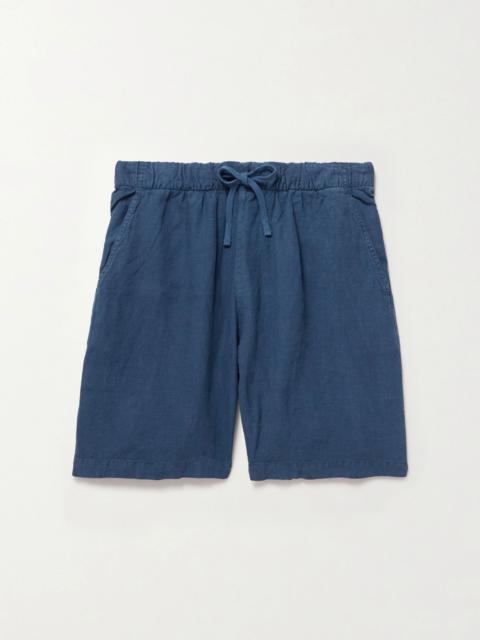 Hartford Joggy Straight-Leg Linen Bermuda Shorts Blue