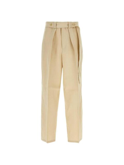 belted-waist wide-leg trousers