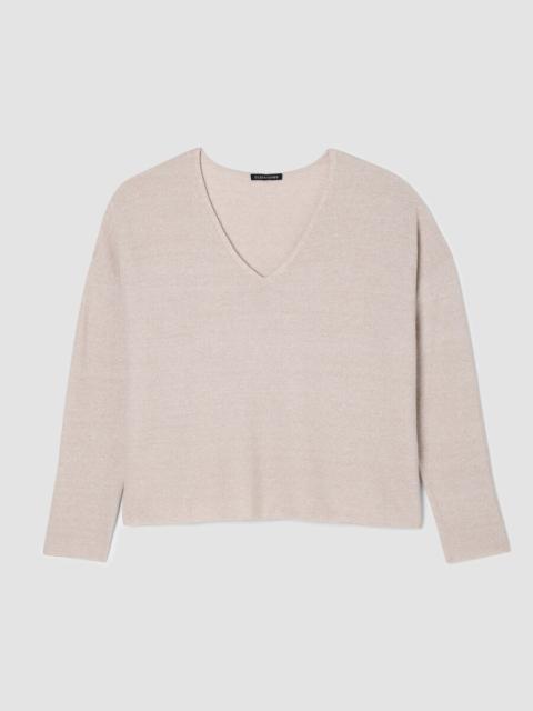 EILEEN FISHER Organic Linen Cotton V-Neck Top