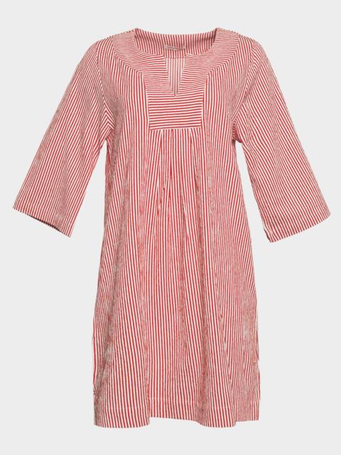 FRANCES VALENTINE Easy Striped Seersucker Shift Dress