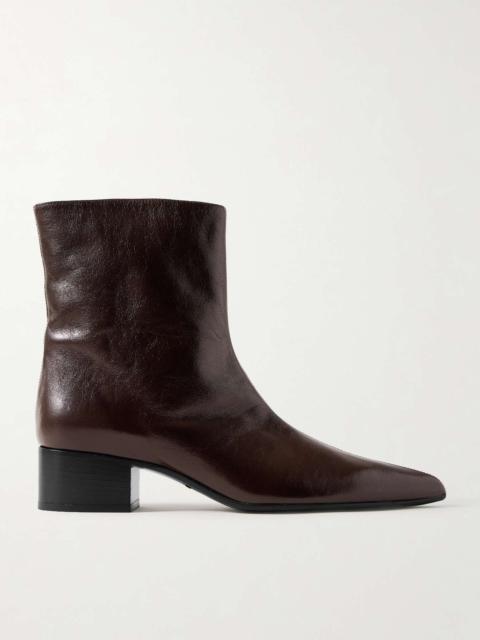 Andee crinkled-leather ankle boots Dark brown
