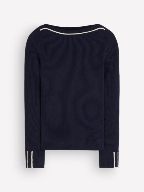 BODEN Paula Ribbed Boatneck Jumper-Navy