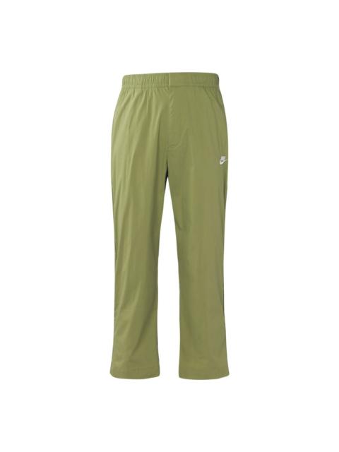 Nike 남자 나이키 단단한 색깔 로고는 똑바른 스포츠 바지/선반/조글 Autumn 녹색 DM6824-3를 수를 놓았습니다