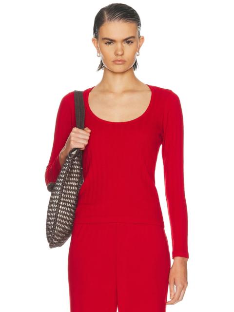 DONNI. The Varied Rib Long Sleeve Scoop Neck Tee