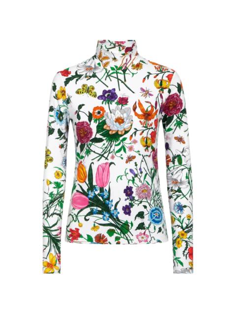 GUCCI Gucci Flora-print High-neck T-shirt