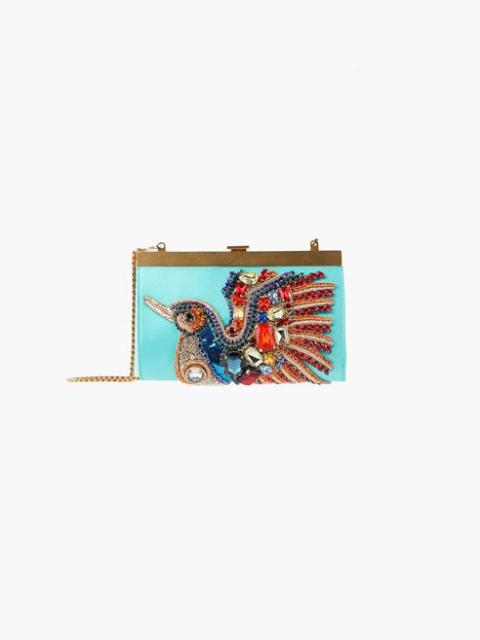 Balmain Blue satin minaudière with embroidered panels