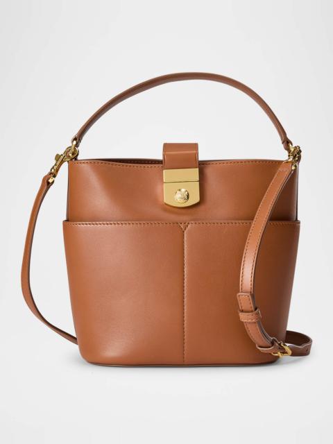 Crest Lock Small Leather Bucket Bag