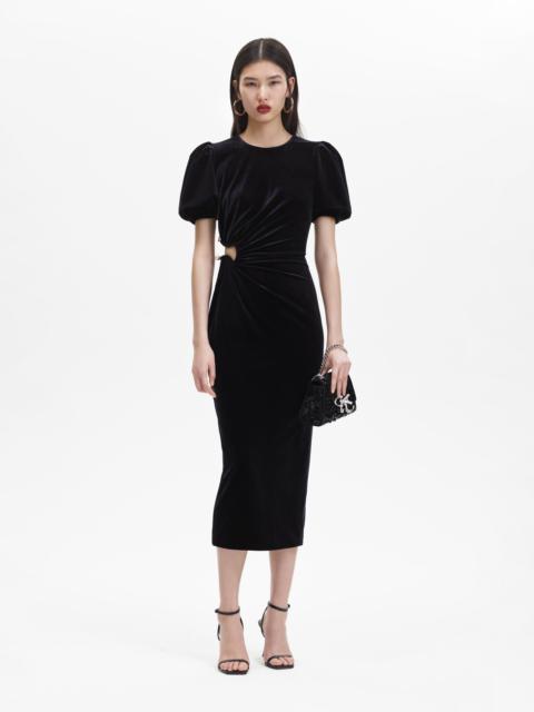 Black Velvet Cut Out Midi Dress
