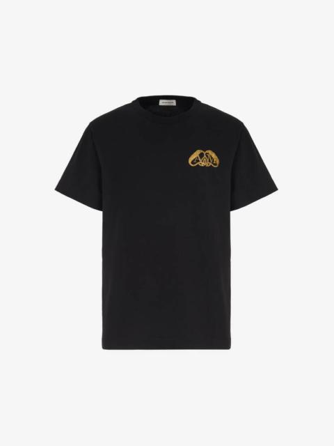 Alexander McQueen Men's Half Seal Logo T-shirt in Black