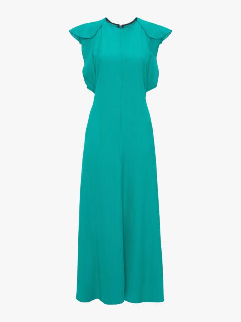 Victoria Beckham Folded Cap Sleeve Midi Dress In Peacock