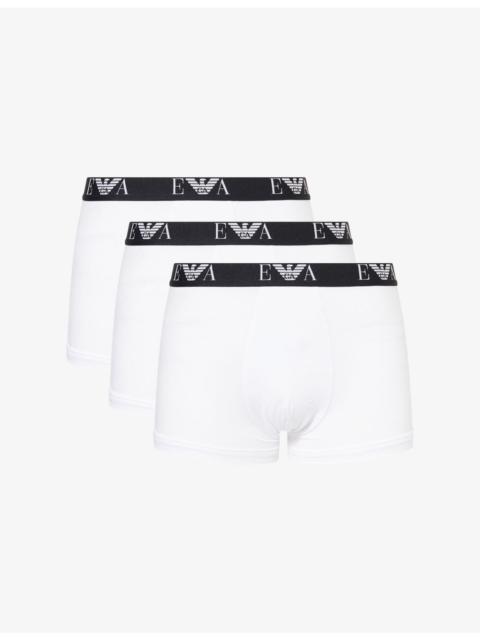 EMPORIO ARMANI Branded-Waistband Pack Of Three Cotton-Jersey Boxer Briefs