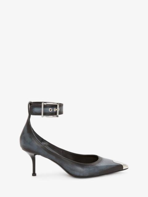 Alexander McQueen Punk Ankle Strap Pump in Anthracite
