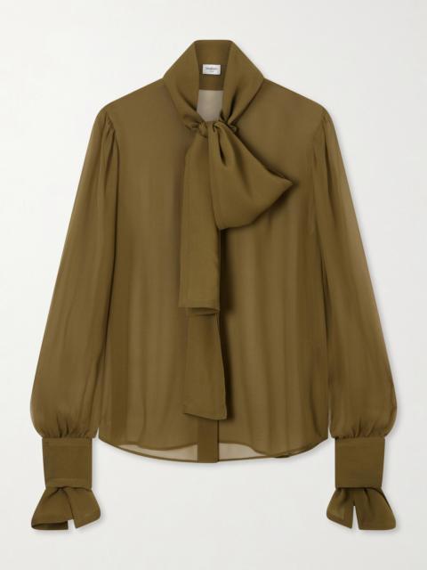 SAINT LAURENT Crepe Mesh Silk Blouse