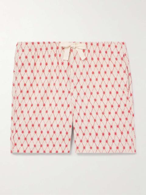 ORLEBAR BROWN Alex Straight-Leg Embroidered Cotton and Linen-Blend Jacquard Drawstring Shorts
