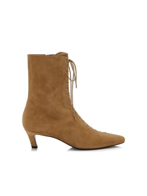 Totême Lace-Up Suede Ankle Boots tan
