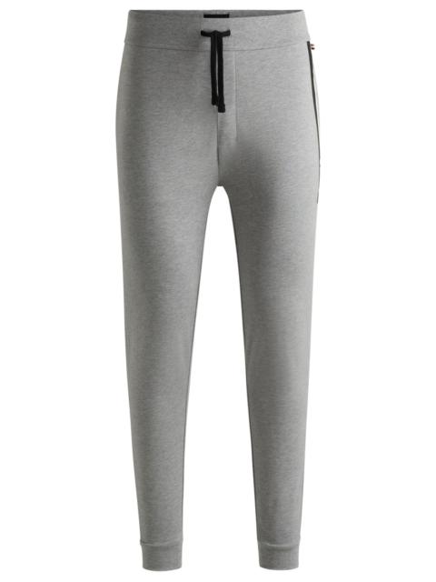 BOSS COTTON-TERRY TRACKSUIT BOTTOMS WITH STRIPE PRINT