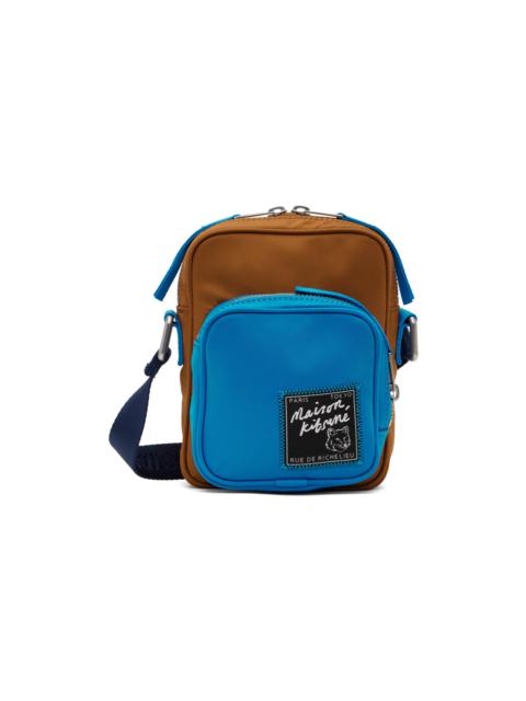 Maison Kitsuné Tan & Blue 'The Traveller' Crossbody Bag