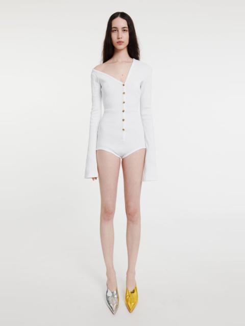 A.W.A.K.E. MODE BODYSUIT WITH ASYMMETRIC COLLAR WHITE