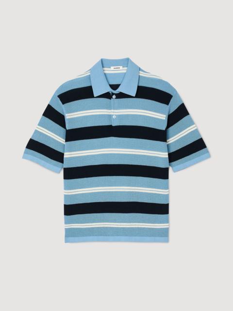 Sandro STRIPED KNIT POLO SHIRT