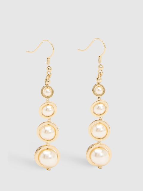 KAREN MILLEN Logo Pearl Drop Earrings