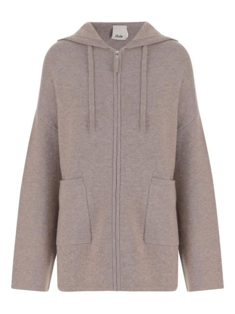Allude hooded zip-front cardigan