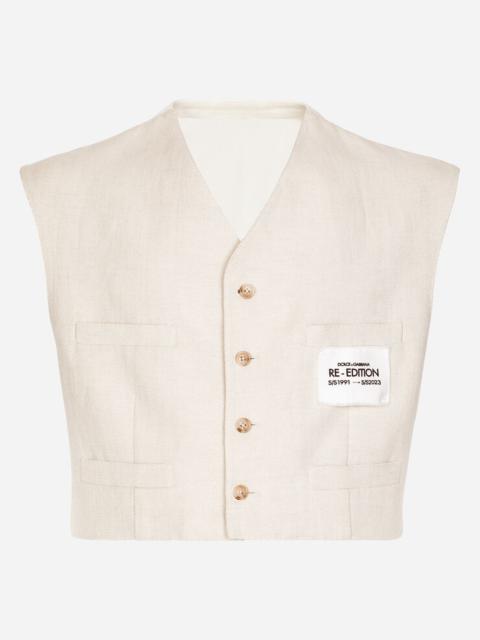 Dolce & Gabbana Linen and cotton vest with jersey details