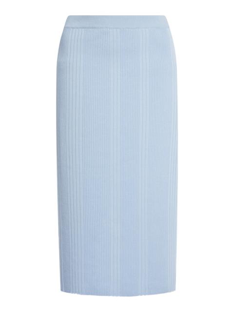 Bottega Veneta Ribbed Cotton Midi Skirt blue