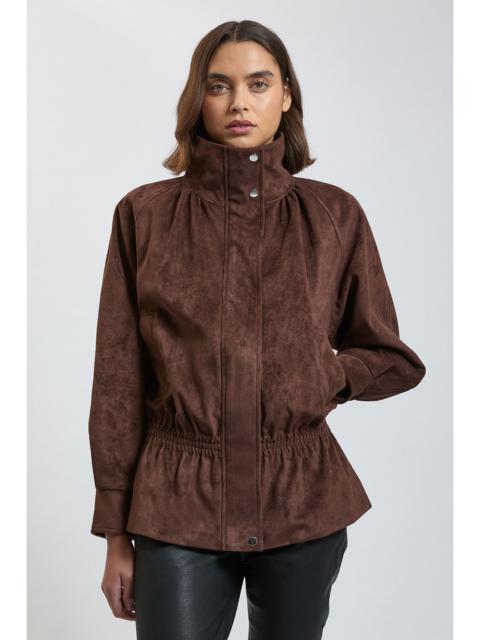 KAREN MILLEN Faux Suede Funnel Neck Bomber