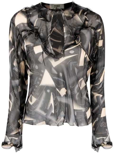 FENDI silk graphic print blouse