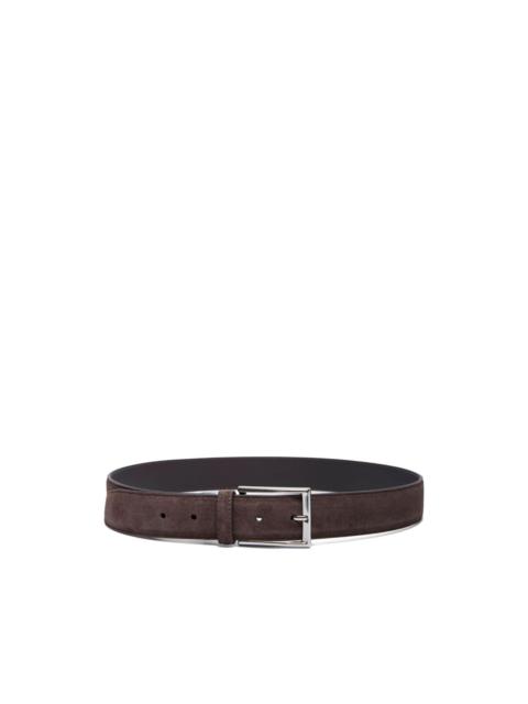 Canali rectangular-buckle suede belt