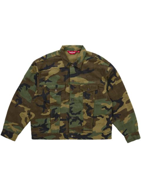Supreme Supreme Jacquard Logos Denim Trucker Jacket Woodland Camo