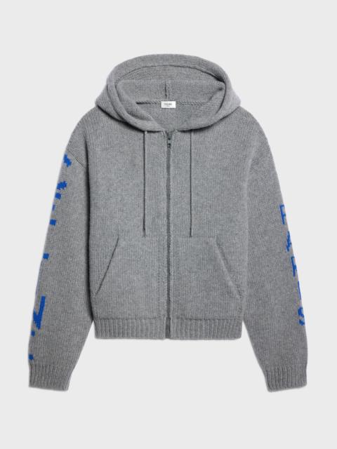CELINE hooded cardigan IN ribbed wool