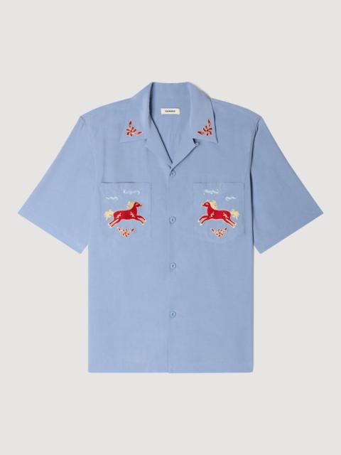 Sandro EMBROIDERED HORSE LOOSE-FIT SHIRT